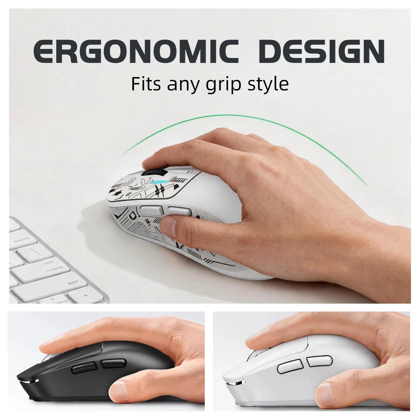 59g Ultra-Light Wireless Gaming Mouse Tri-mode 8000 DPI 1000Hz Rechargeable Ergonomic Mouse for PC Mac Laptop