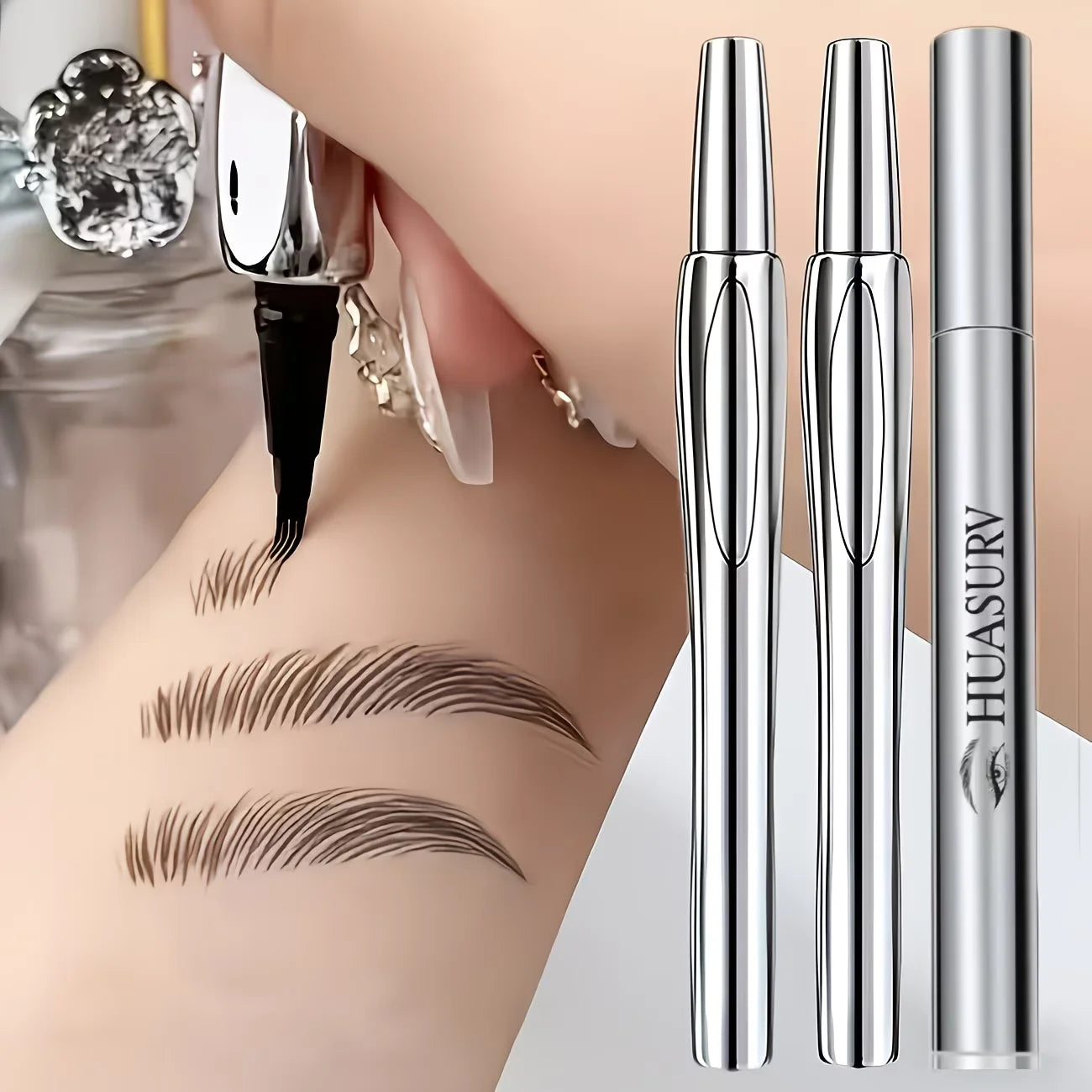 Dual-Forked Eyebrow Pencil & Mascara Set: Precision Tip—Waterproof and Sweat-Resistant—Creates Naturally Full Brows and Lashes.