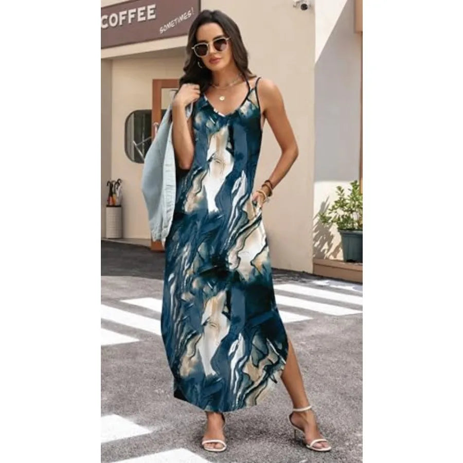 WIHOLL Summer Dresses for Women 2026 Maxi Dress Boho Halter Dress Sundresses Beach Vacation Clothes Travel Outfits