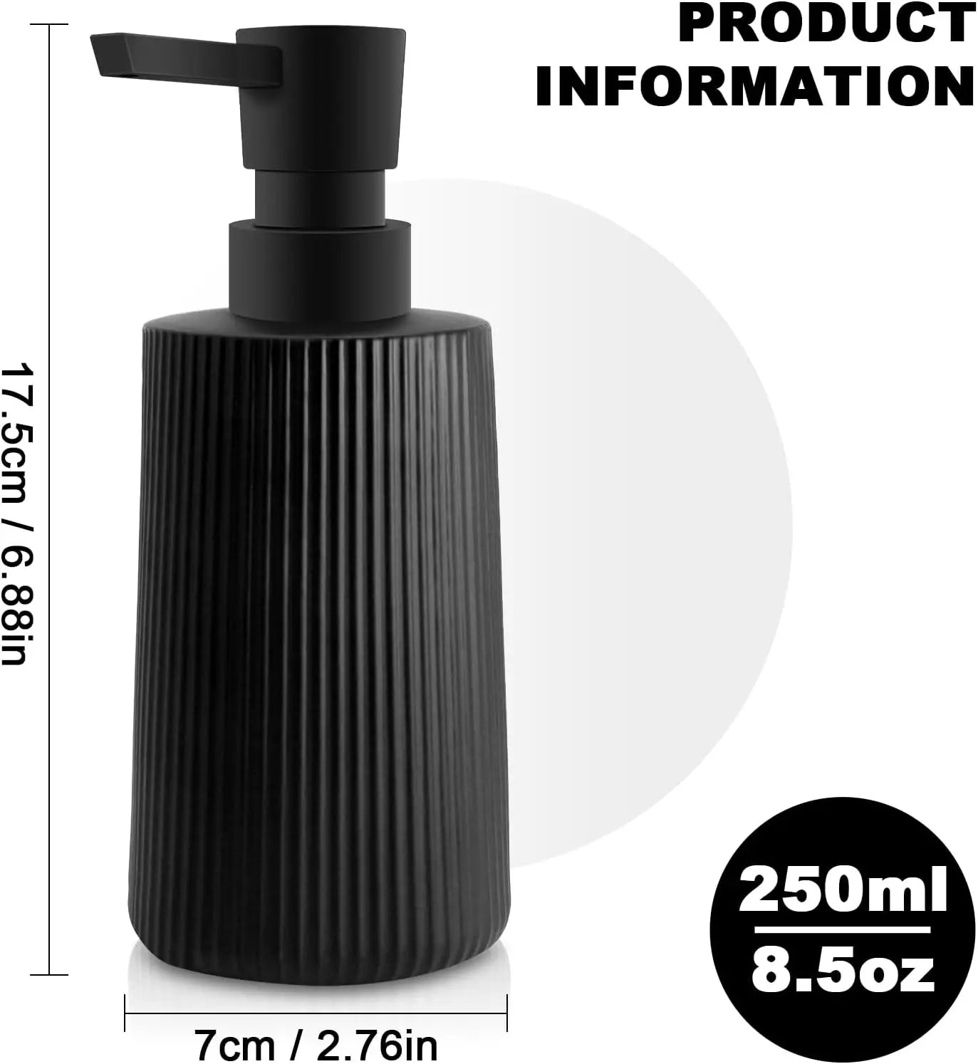 2 Pack Glass Soap Dispenser for Bathroom Kitchen 250ml/8.5oz Farmhouse Striped Hand Soap Dispenser with Pump