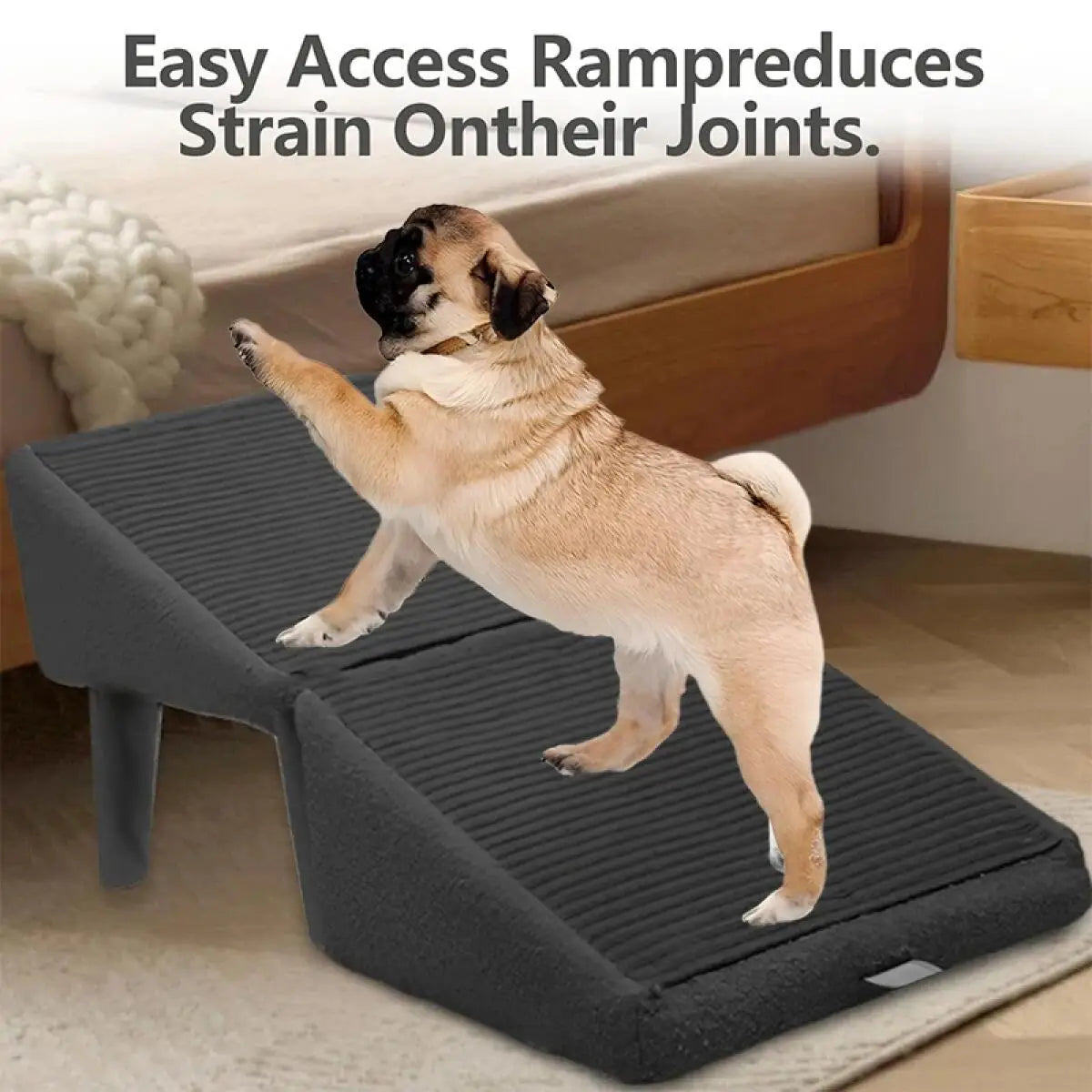 Dog Ramp Stairs Foldable 2-in-1 Wooden Pet Step Stool Non-Slip Portable Space Saving Access for Small Dogs And Cats Beds/Sofas with Gentle Incline for Rehabilitation