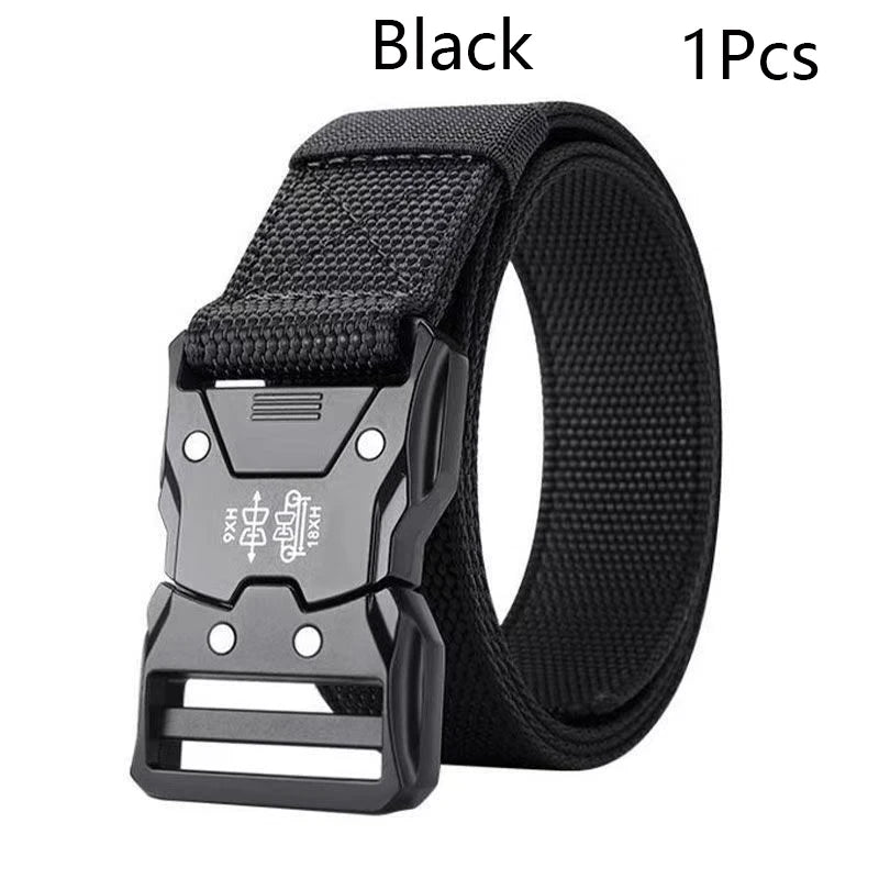 "Genuine Tactical Belt Black Quick Release Outdoor Men's Belt Buckle Quick Release Elastic Belt Sport Nylon Braided Belts for Men "