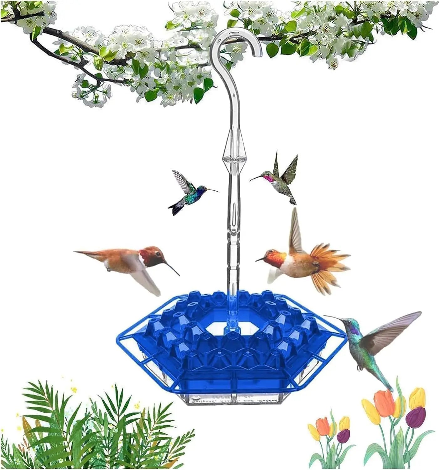 Hummingbird Feeders | Outdoor Hanging Leak-Proof Feeder With 30 Feeding Ports | Built-in Moat, Feeding-Weather Proof & Easy-Fill