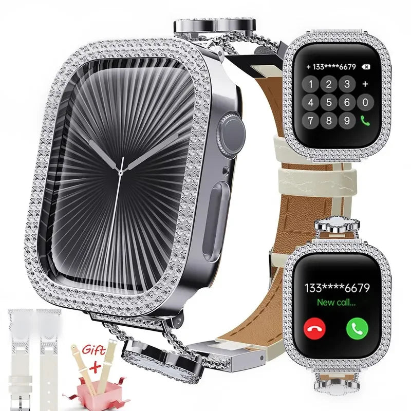 Women Luxury Smartwatch with Sparkling Rhinestones & Metal Wristband, Interchangeable Straps. Features BT Calling, Heart Rate Tracking, Wireless Charging, 110+ Exercise Modes, 3ATM Waterproof, AMOLED Touchscreen, 7-Day Batter