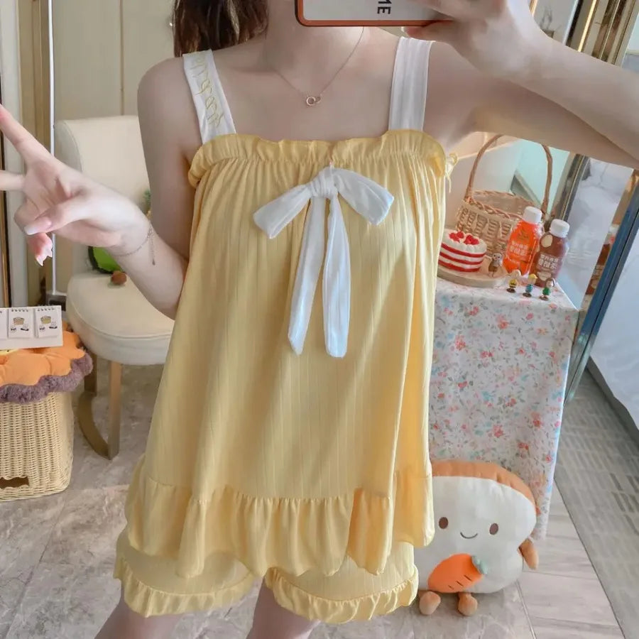Two-piece Ladies Set Home Suit for Women Pjs Woman Set Pajamas for Lady Sleepwear Women's Summer Suit With Shorts Pajama Sets