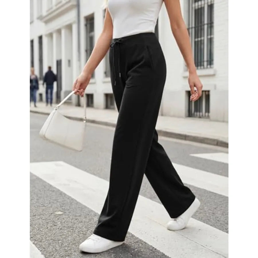 Blooming Jelly Womens Wide Leg Casual Yoga Pants with Pockets Lounge Dress Pants Comfy Trousers Slacks