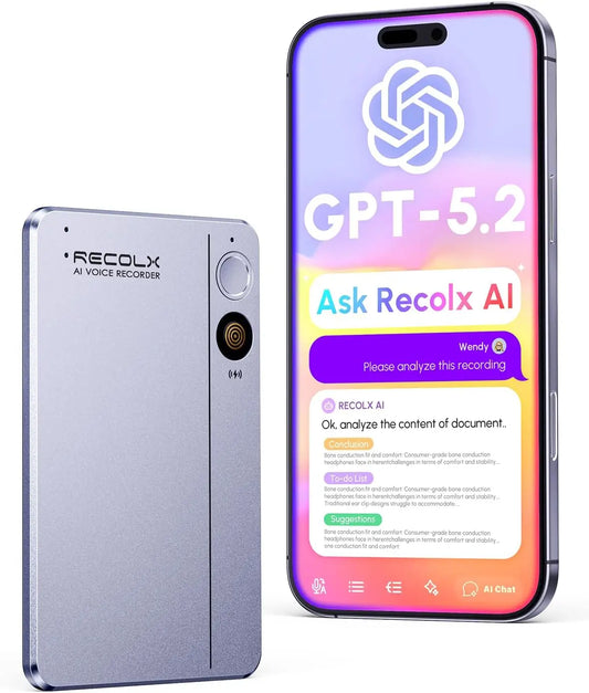 AI Voice Recorder & Transcriber – 30H Recording, 112-Language Speech-to-Text, Auto Summary for Meetings