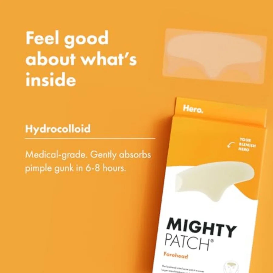 Mighty Patch™ Forehead Patch - Hydrocolloid Acne Pimple Patch, Contoured to Cover Larger Area of Zits and Blemishes - Drug-Free