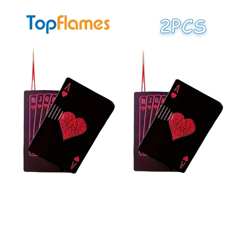 Metal Poker Card Shaped Lighter with Cash Detector Light Windproof Decompression Portable Turbine Torch Lighter for Men's Gift