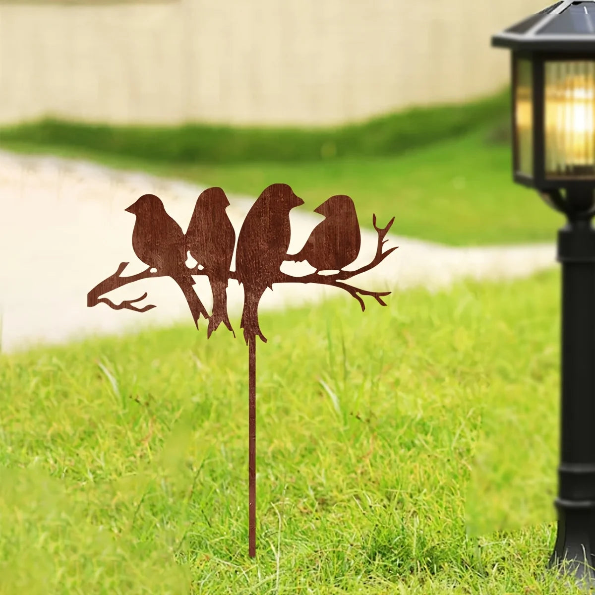 Rusty Metal Bird Garden Stake – Decorative Outdoor Decor – For Garden Patio Balcony Planter – Holiday Gift