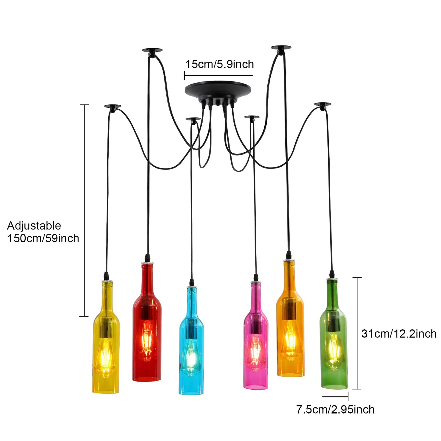 Ceiling Lights Pendant Lighting Fixture 6-Head/7-Head/10-Head Creative Glass Bottle Pendant Lamp Pendant Lamp