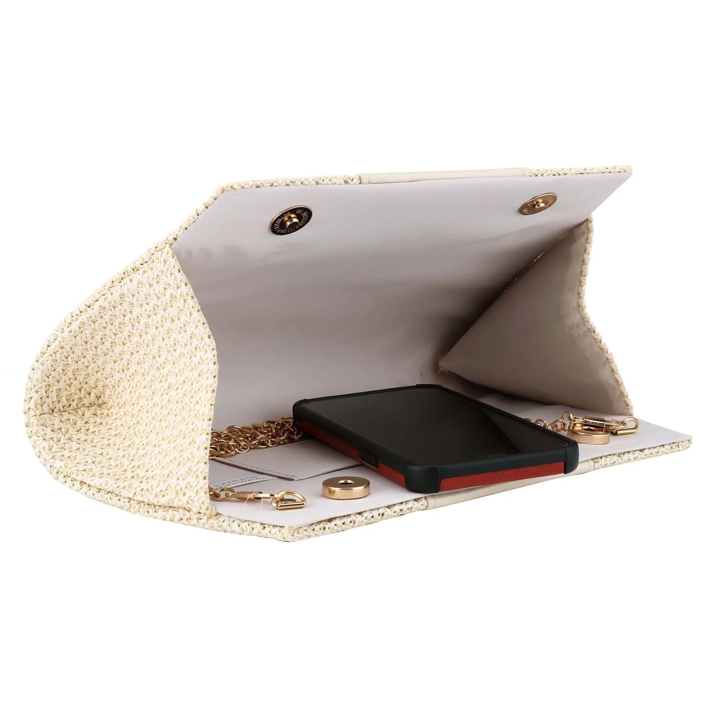 Women’s Summer Straw Tote Bag Elegant Woven Clutch Purse with Zinc Alloy Hardware Versatile Shoulder Bag for Beach Party & Casual Wear Straw Woven Handbag for Women
