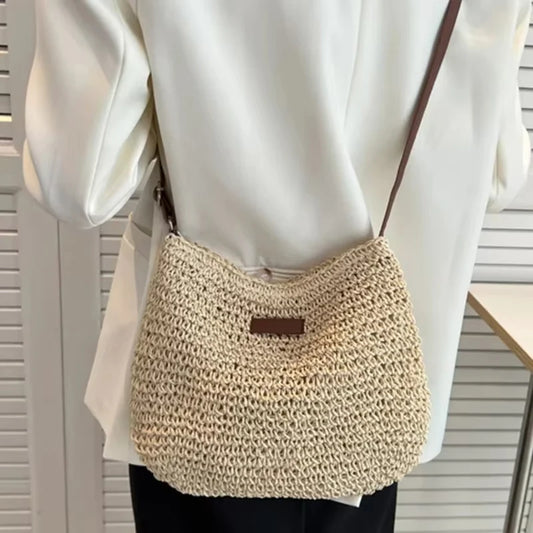 Elegant Light Paper Rope Bag - Bohemian Handmade Style, Hot-Selling Beach/Casual Bag (Crossbody & Shoulder Tote)