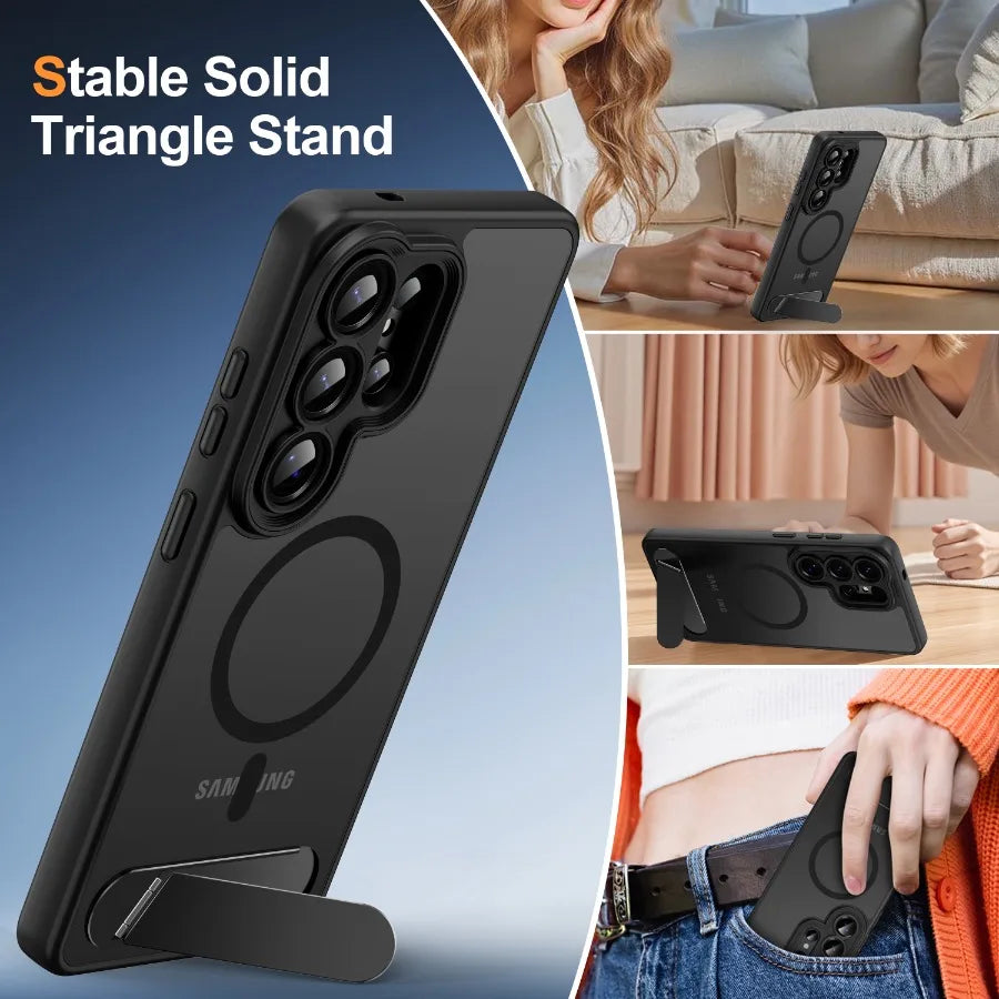 Magnetic for Samsung Galaxy S26 Ultra Case, [Compatible with MagSafe][Full Camera Protection][Built-in Invisible Kickstand] Tra