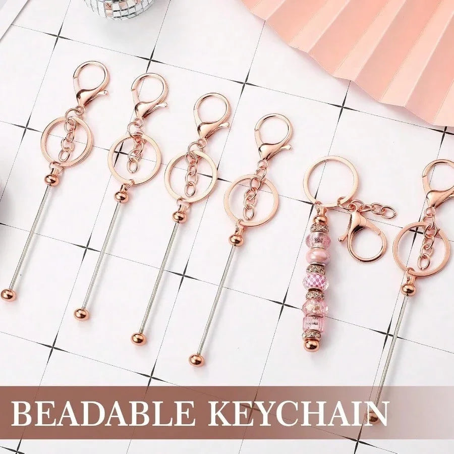 12 Pcs Beadable Keychain Bars Bulk Blank Metal Keychains For DIY Craft Gift
