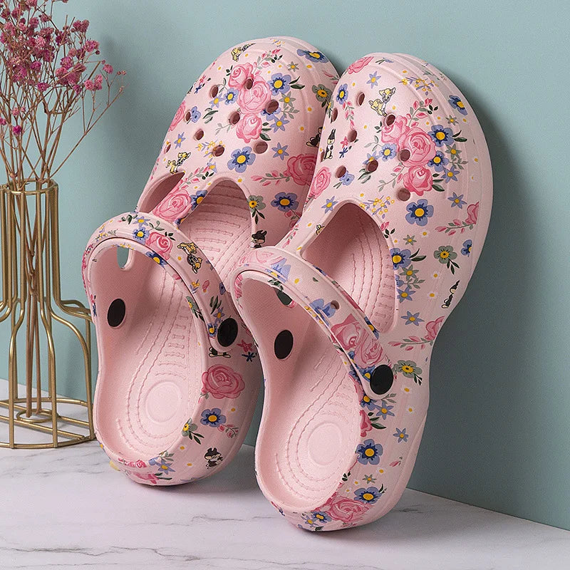 Women's Soft EVA Summer Slippers round Toe Flat Home Slides Dry Wedges Platform Beach Sandals with Thick Bottom for Garden Use