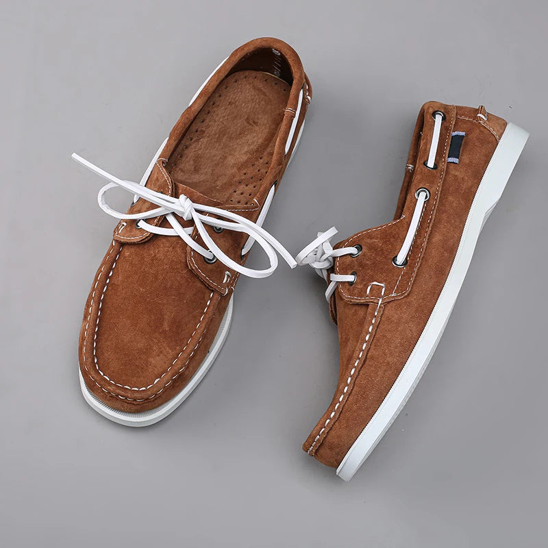 Fashion Classic Boat Shoes Men Leather Hot Sale Men's Outdoor Walking Shoes For Man Wedding Dress Shoes Lace-Up Simple Loafers