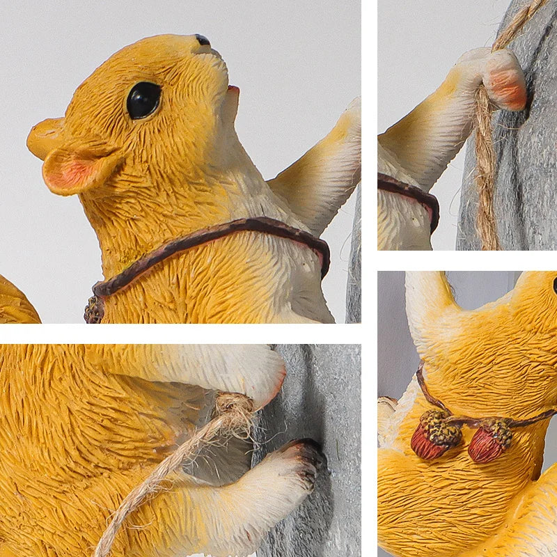 Cute Resin Climbing Squirrel Figurine, Lifelike Animal Sculpture Hanging Decor for Outdoor Garden Patio Yard Lawn