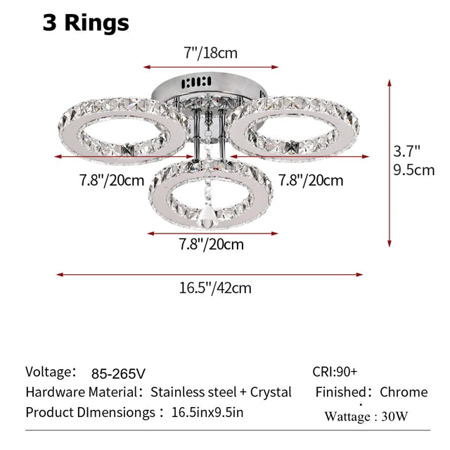 Modern Pendant Light Led Crystal Ring Ceiling Lamp Living Dining Room Chandelier Lustre Bedroom Luxury Home Decor Fixture Lumina