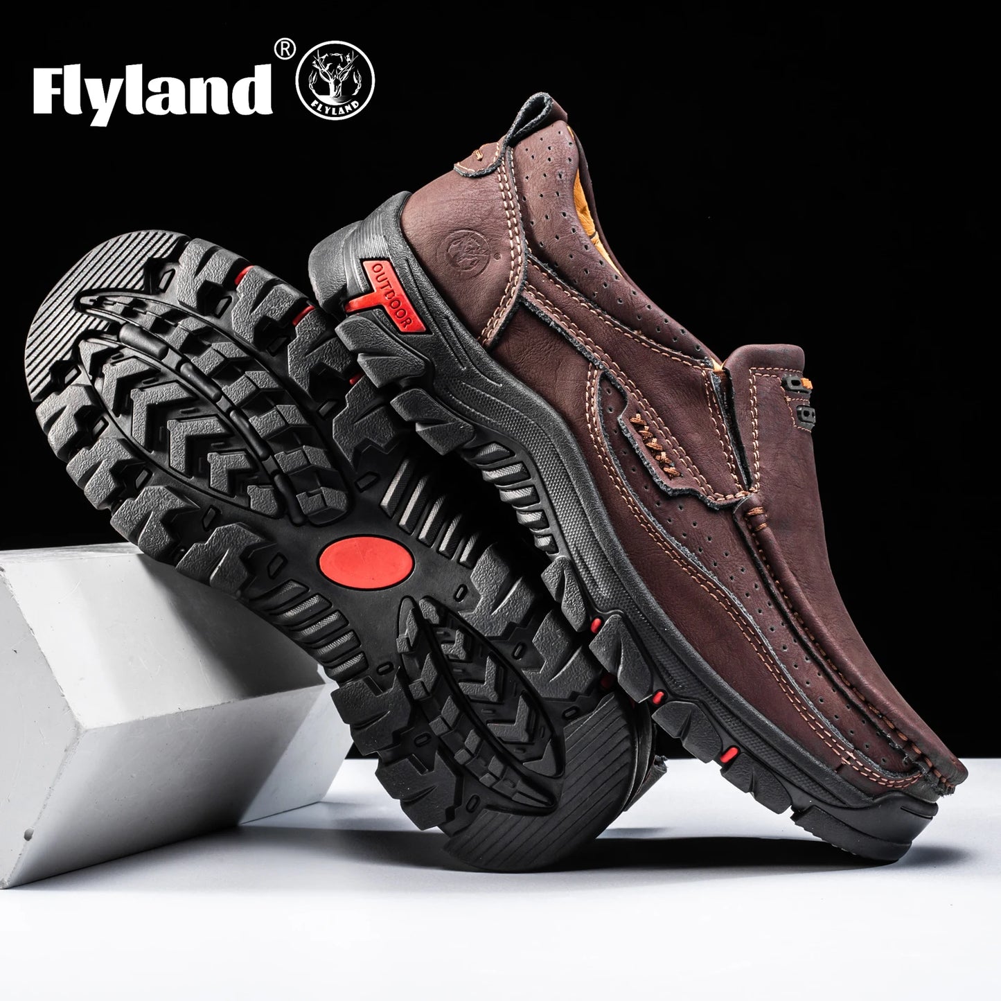 FLYLAND Original Men'S Loafers Handmade Shoes Business Casual Shoes Slip-On Ankle Boots Dress Boots