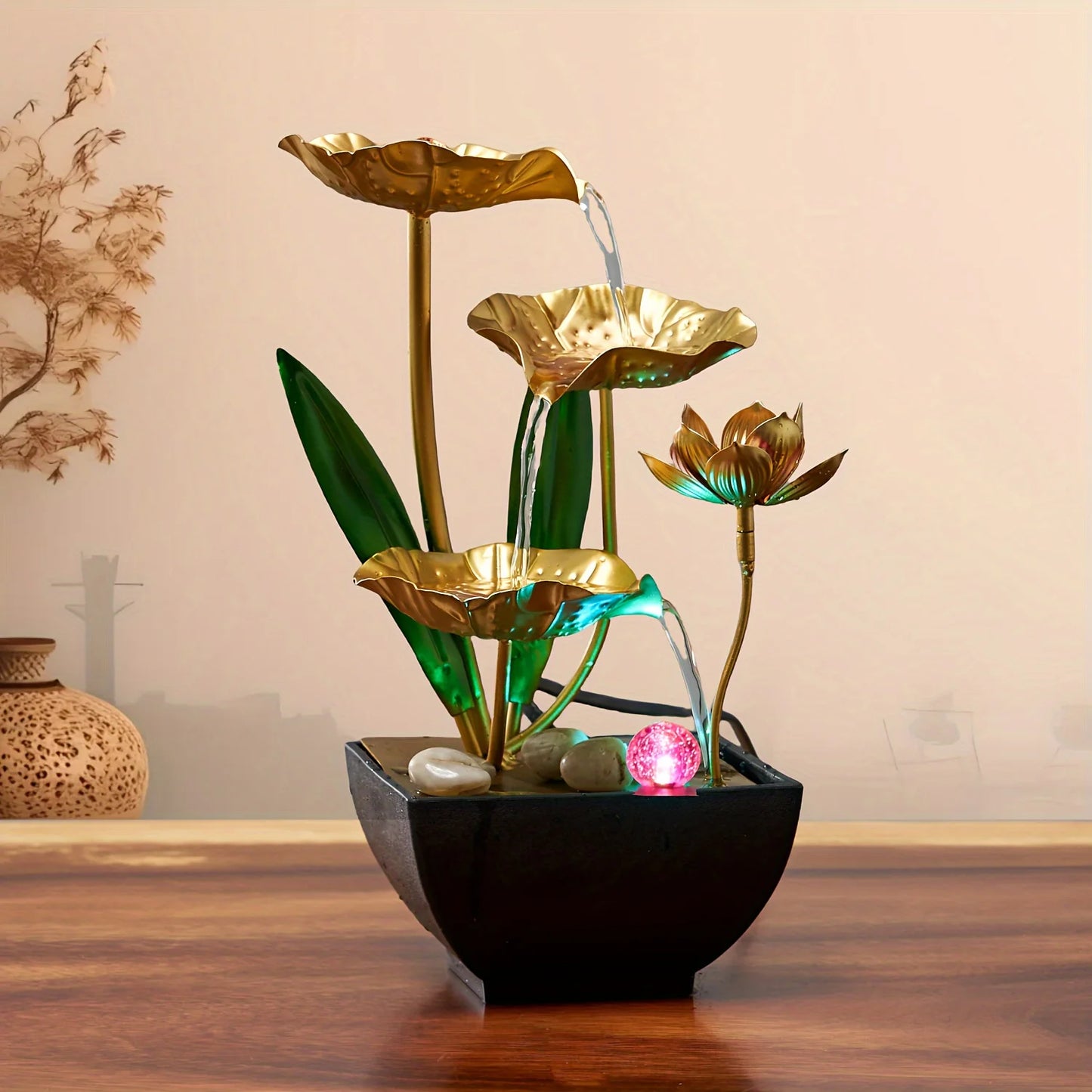 Small indoor fountain automatic circulation humidifier desktop decoration living room and bedroom relaxation crafts