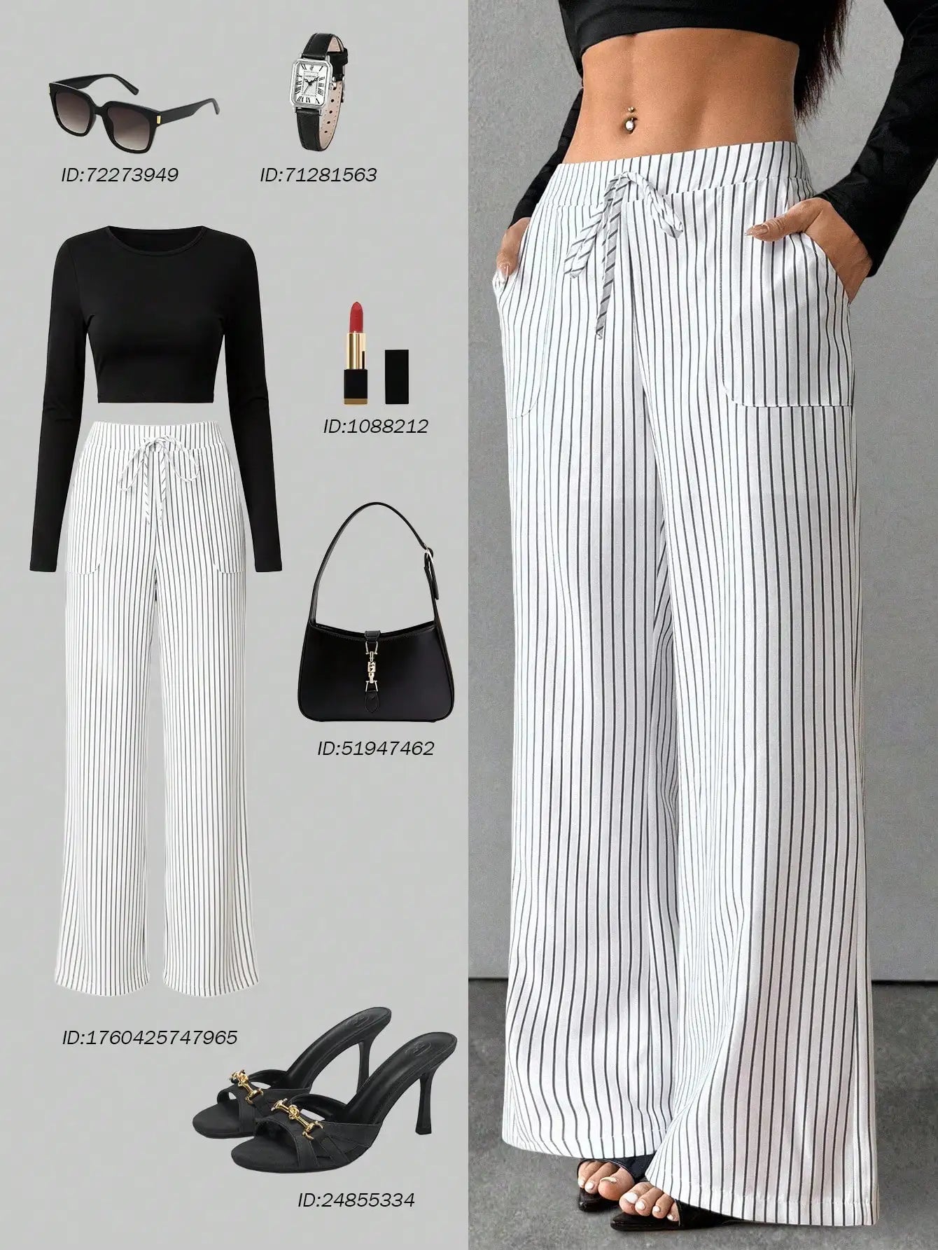 Casual Solid Drawstring Waist Wide Leg Pants For Women