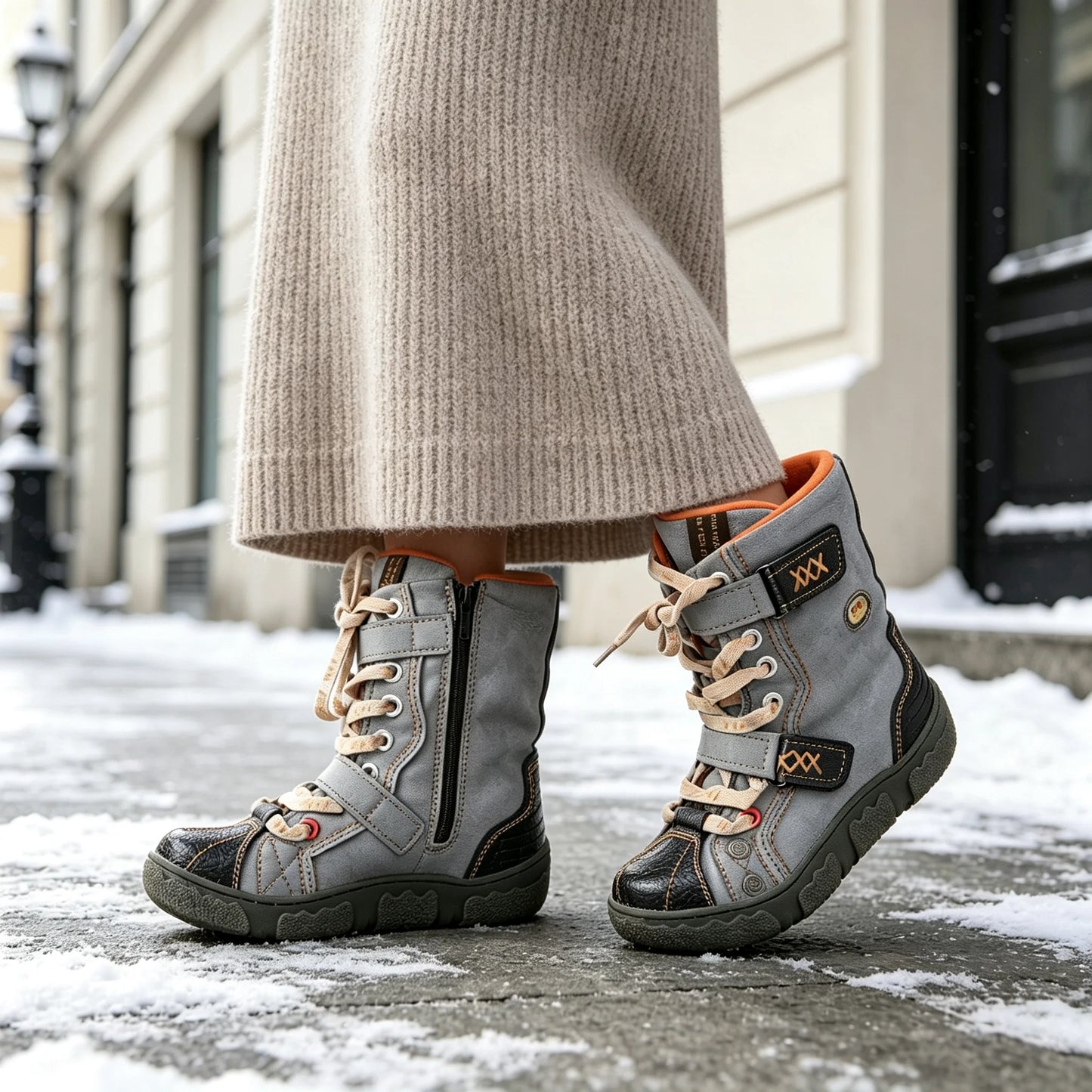 TMA EYES Women's Winter Retro Snow Boots Vintage Trendy Warm Fur Lined Ankle Boots Non-slip Outdoor Shoes