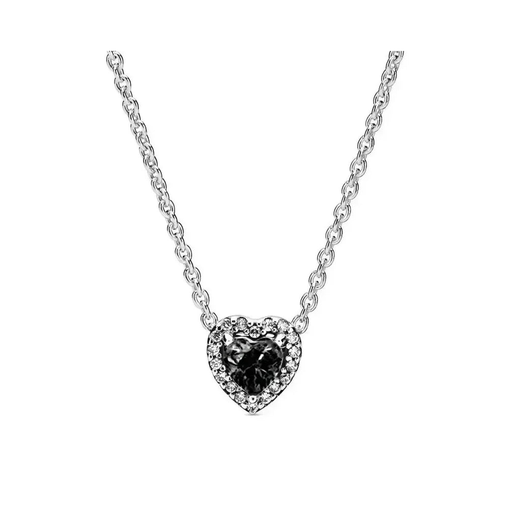 New colored heart-shaped crystal silver necklace accessories jewelry high-end women's romantic gift