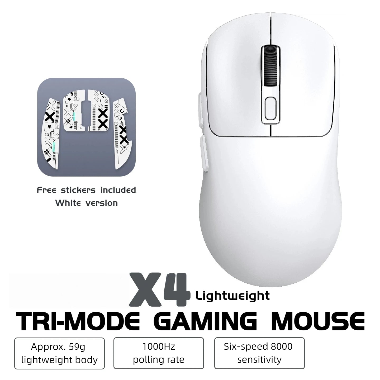 59g Ultra-Light Wireless Gaming Mouse Tri-mode 8000 DPI 1000Hz Rechargeable Ergonomic Mouse for PC Mac Laptop