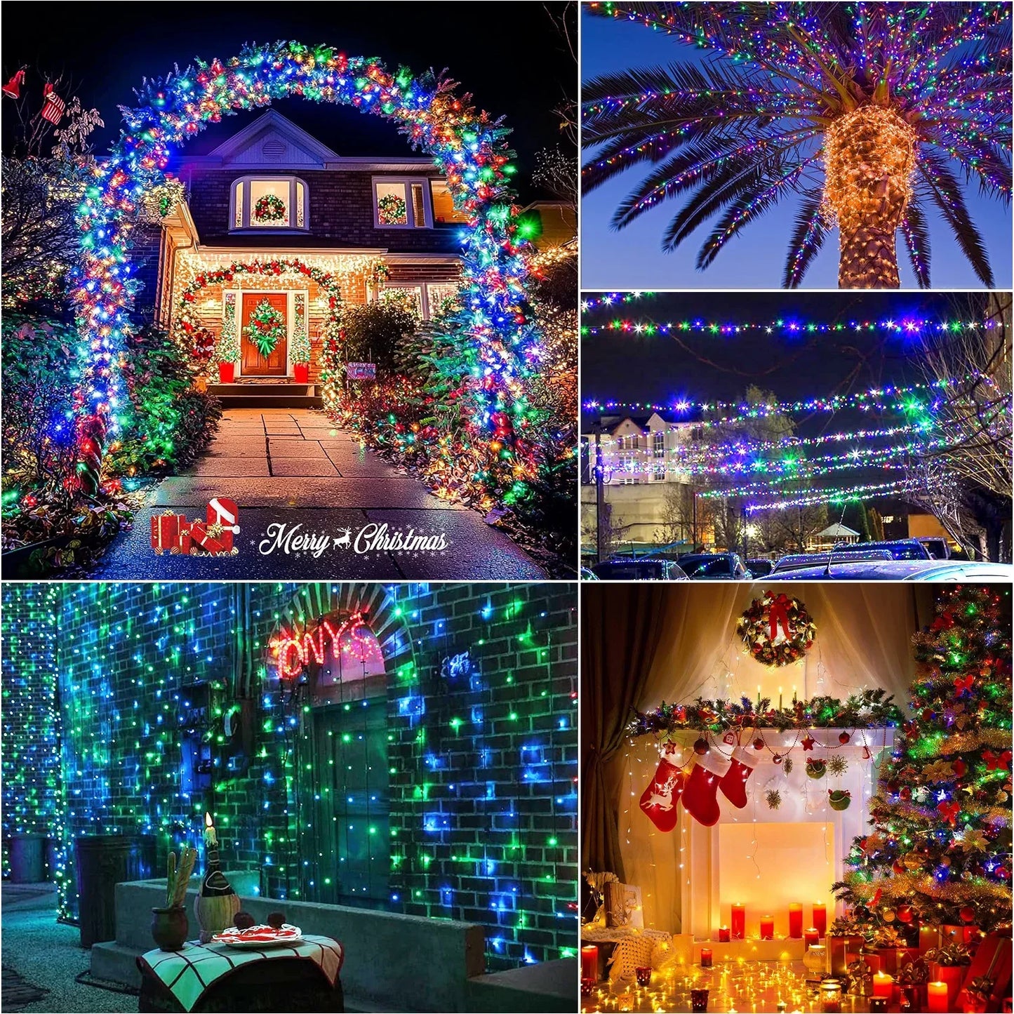 200 LEDs 66ft Multicolor Christmas Tree Lights, LED Christmas Light String, 8 Fairy Light Modes with Memory Timer Function