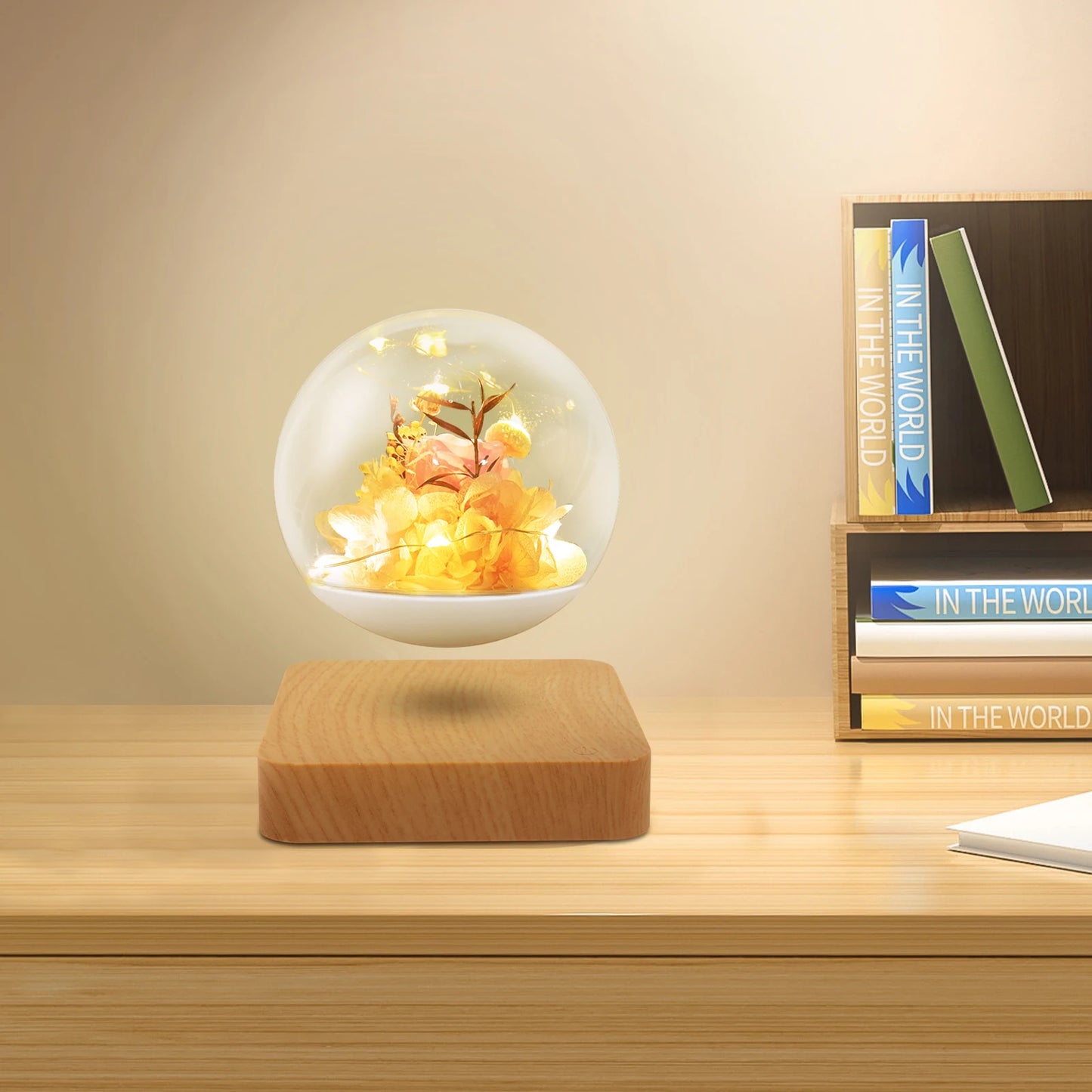 Floating Flower Lamp Floating Flowers with LED Light Magnetic Levitation Flower Light for Bedrooms/Tables/Offices/Living Rooms