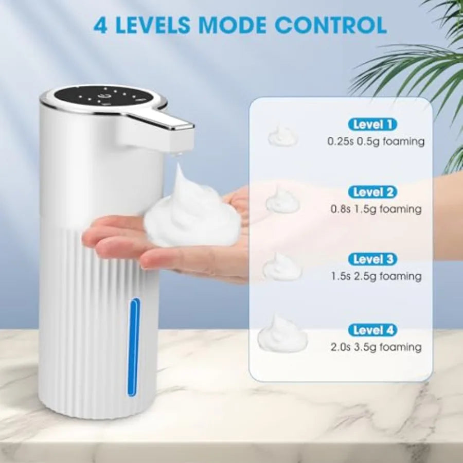 4 Pack Touchless Automatic Soap Dispenser for Bathroom Countertop Kitchen Sink, White Stripes ABS Plastic, Smart Sensor Foam Ha
