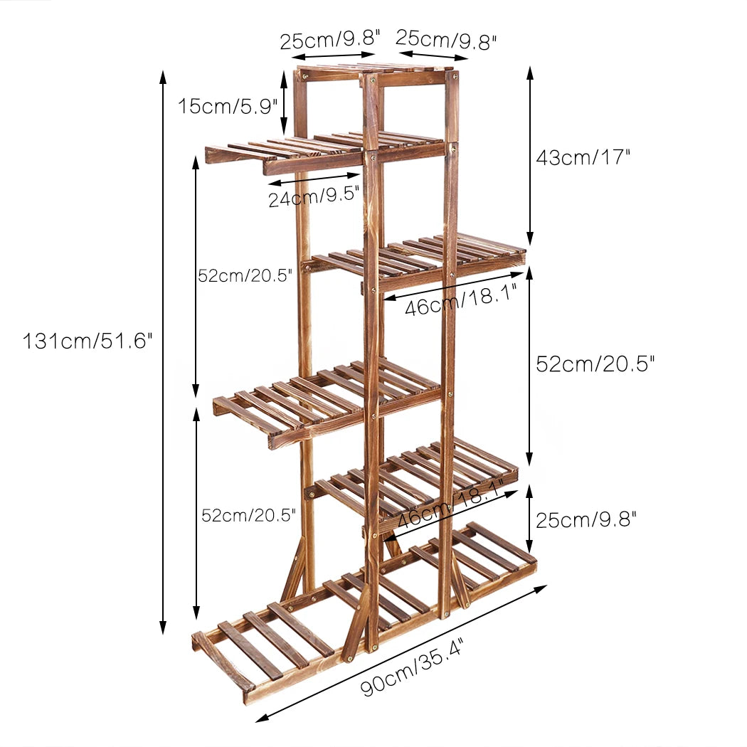 Wood Flower Planter Pot Stand Display Rack for Indoor Outdoor Garden Yard Storage Shelf