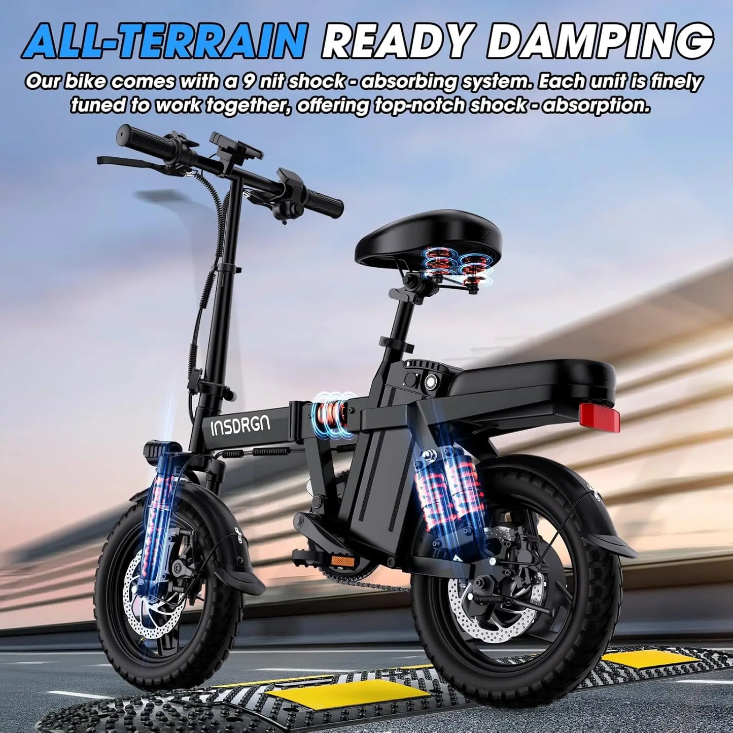 Electric Bike for Adults and Teens,14" Folding Adult E Bike with 650W Peak Motor,20MPH,28Miles Range,Advanced 9-Point Suspension