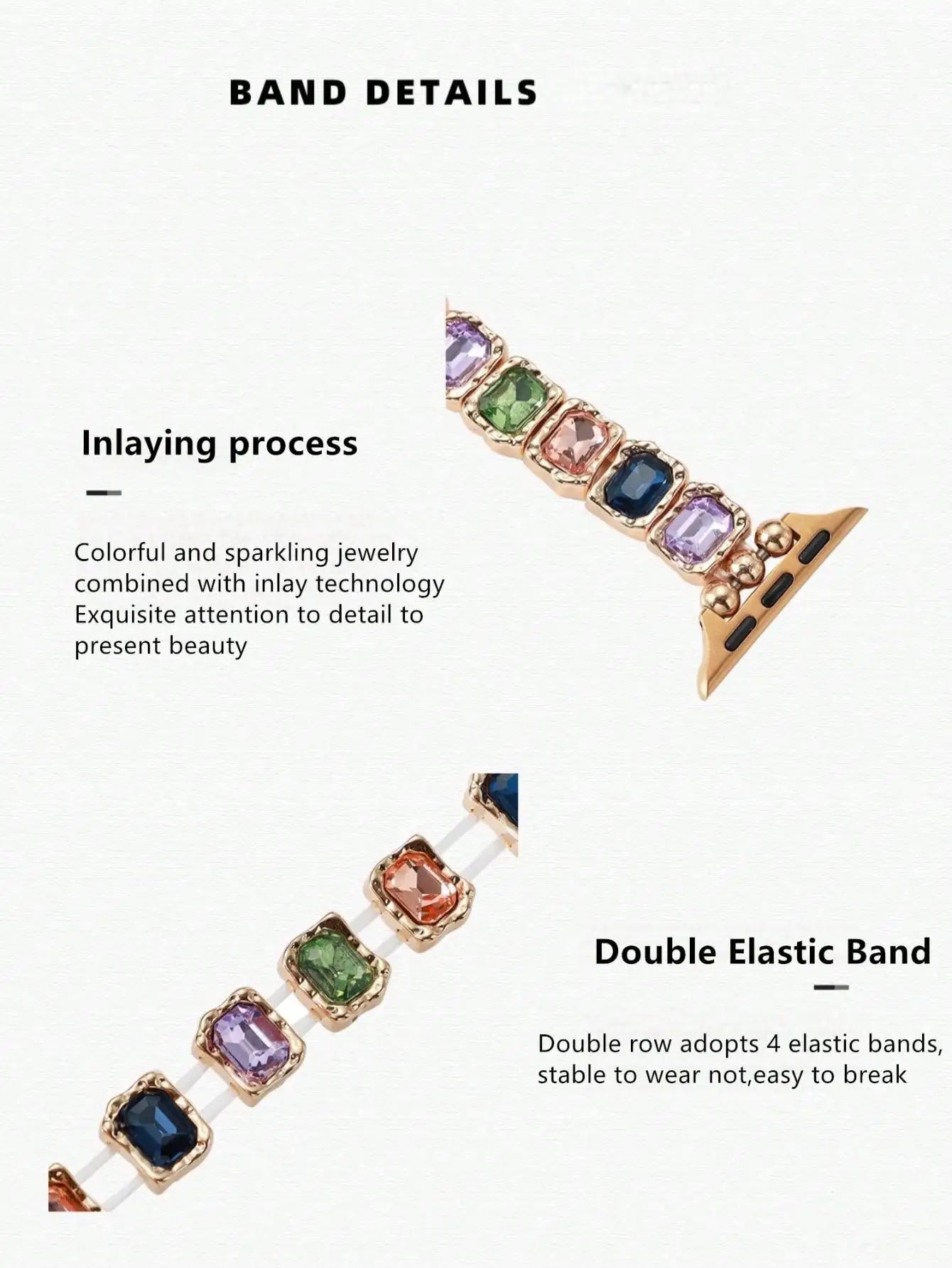 Luxury Bling Rhinestone Rose Gold Stainless Steel Watch Band for Women, Jewelry Replacement Strap Compatible with Apple Watch 38/40/41/42/44/45/46/49mm, Fit Ultra 3, Ultra 2, Ultra 1, SE3, SE, Series 11 10 9 8 7 6 5 4 3 2 1