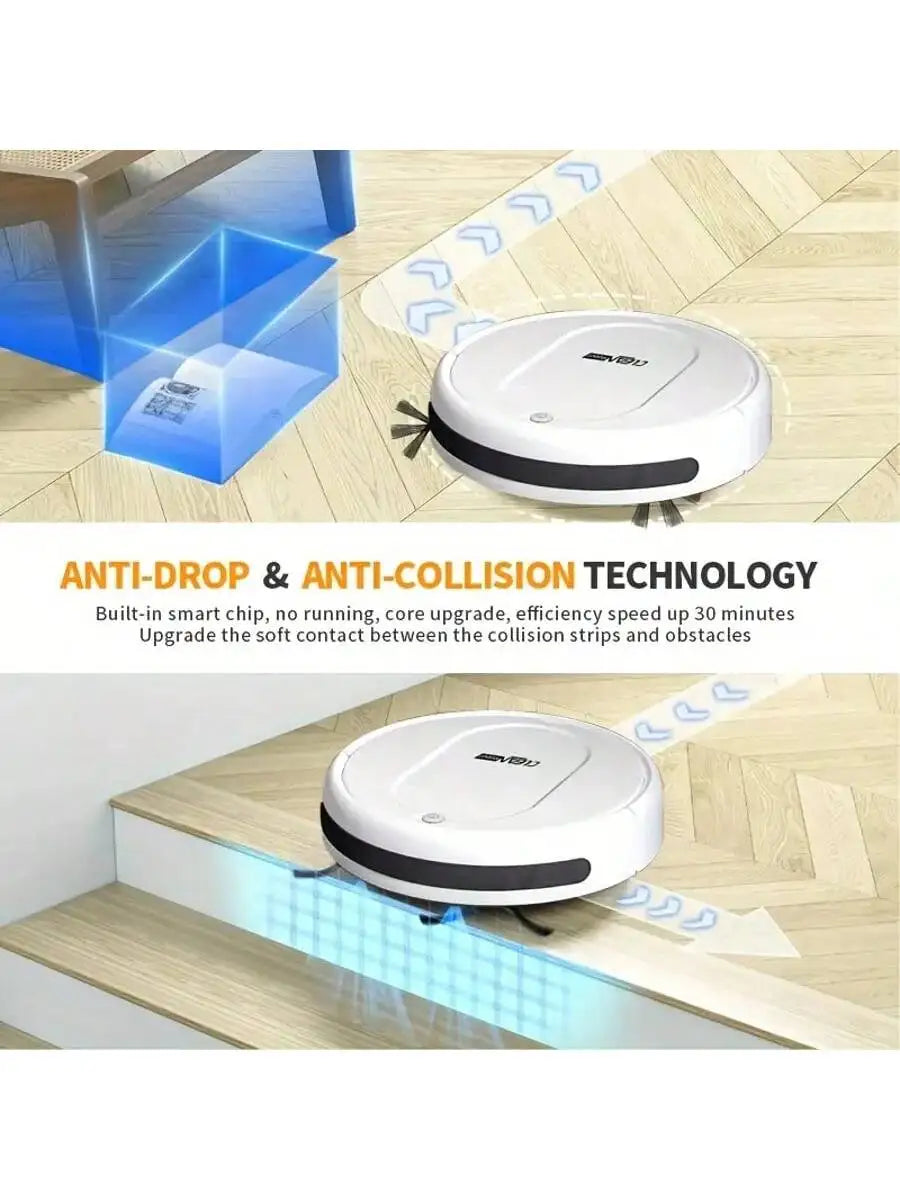 Three in One Vacuum Cleaner, Suitable for Floor Cleaning, Pet Hair Cleaning, Paper and Garbage Cleaning, Multi-functional Robot Vacuum Cleaner, 1500Pa Suction, 150 Minute Battery Life, Powerful Cleaning Upgraded