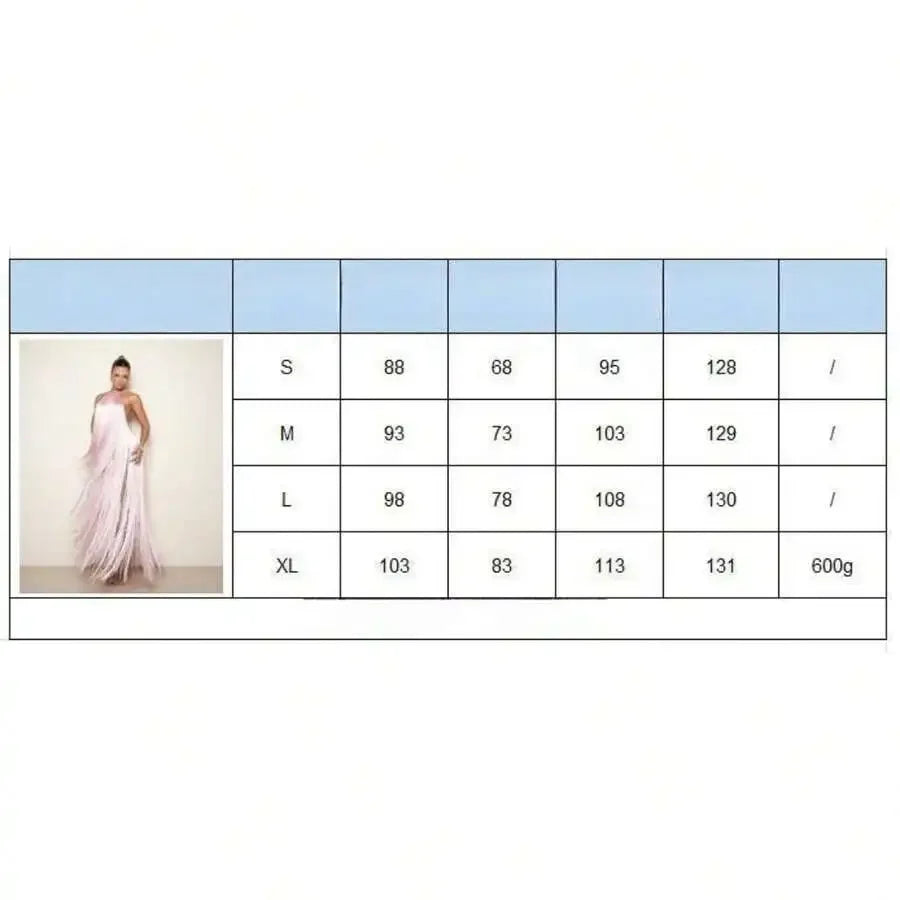 Halter Neck Backless Long Tassel Evening Gown For Women