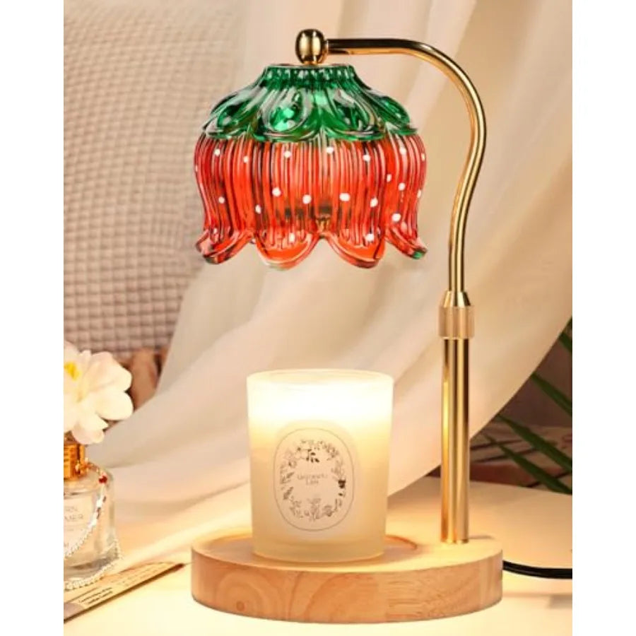 Strawberry Candle Warmer Lamp Height Adjustable, Lotus Strawberry Flower Lamp for Yankee Village Candles, Cute Candle Lamp with