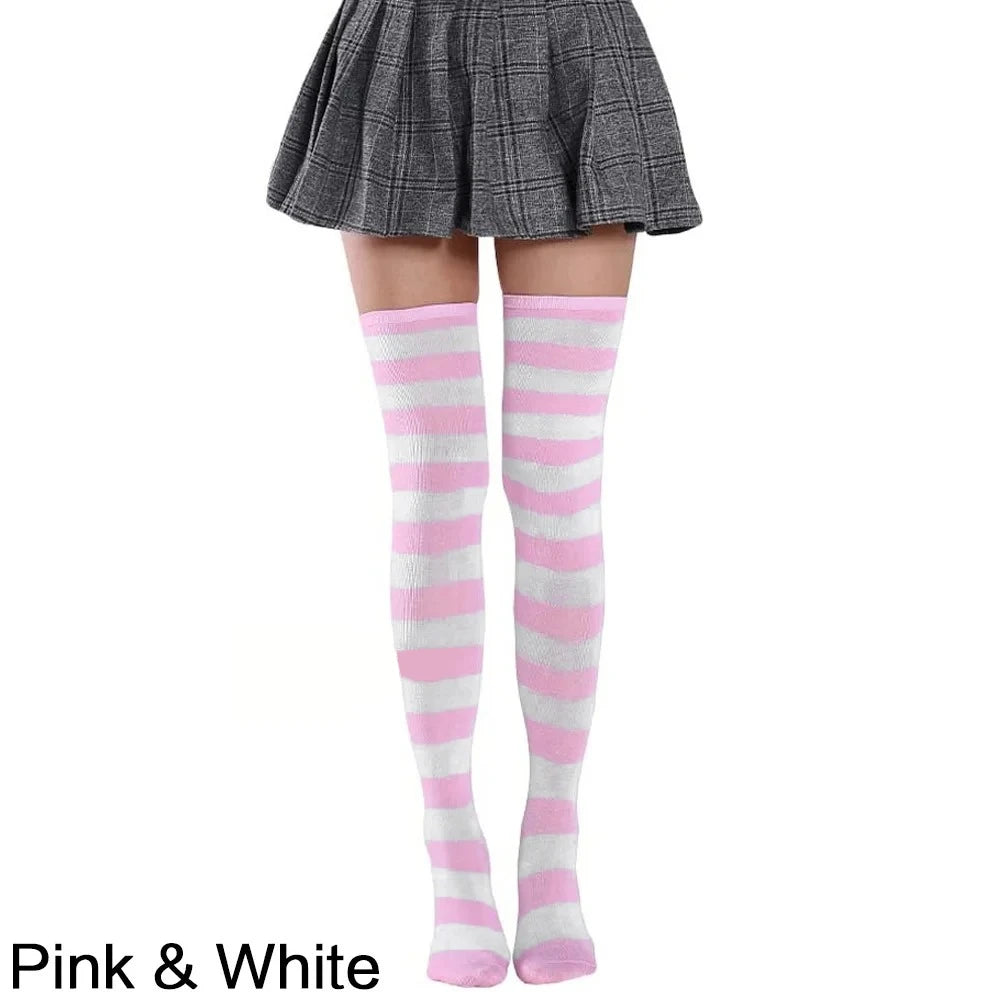 Women Over Knee Socks Solid Color Fashion Thigh High Socks Warm Elastic Leg Warmers 5Colors Optional for Daily JK Lolita Outfits