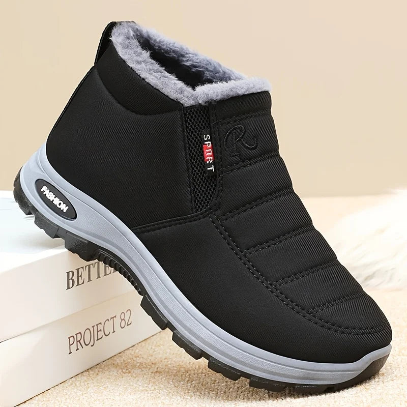 Women Winter Fleece Lined High Top Snow Boots Side Zipper Ankle Booties Waterproof Fabric Non Slip Thick Sole Warm Comfort Walking Shoes for Outdoor Travel Daily Driving Indoor Home Daily Wear Black Red Navy Available