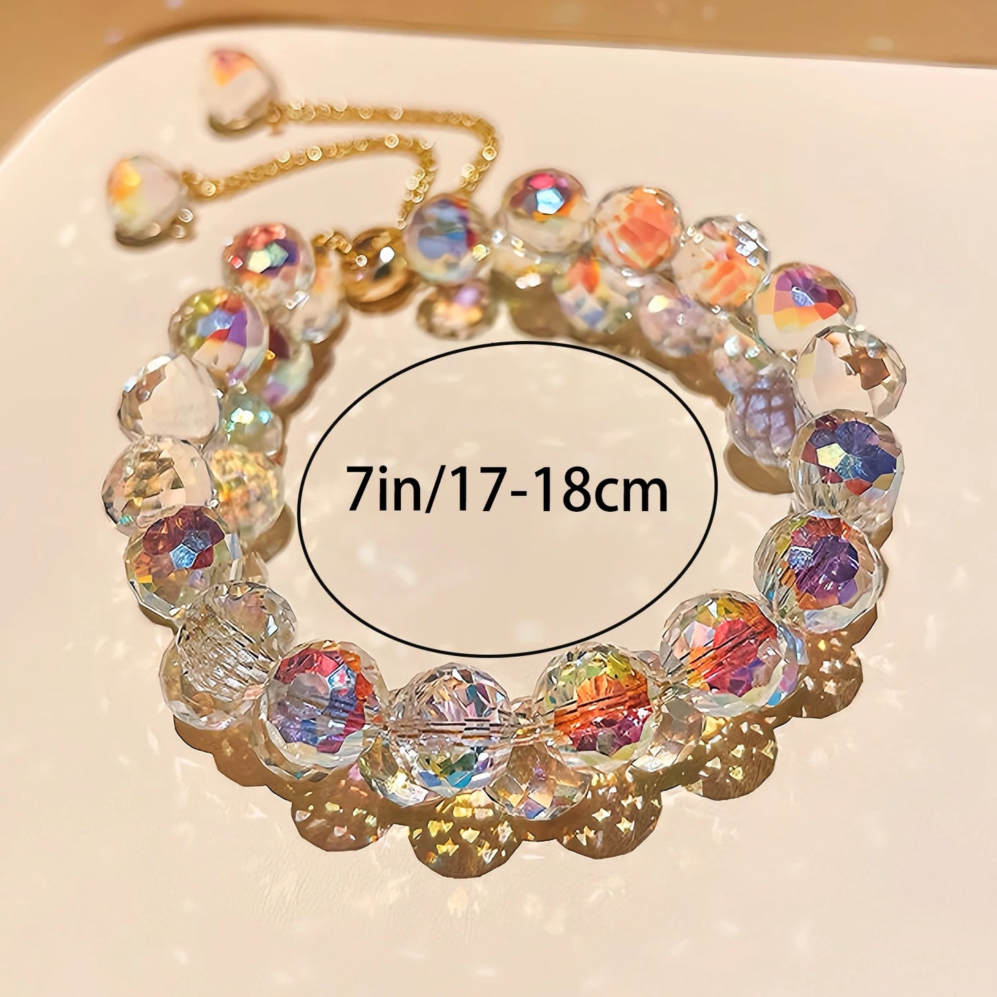 3/4Pcs Mother's Day Gift Pink AB Color Crystal Bracelet, Dainty Adjustable Beaded Charm Bracelet, Fashion Jewelry for Women, Birthday Gift for Mom