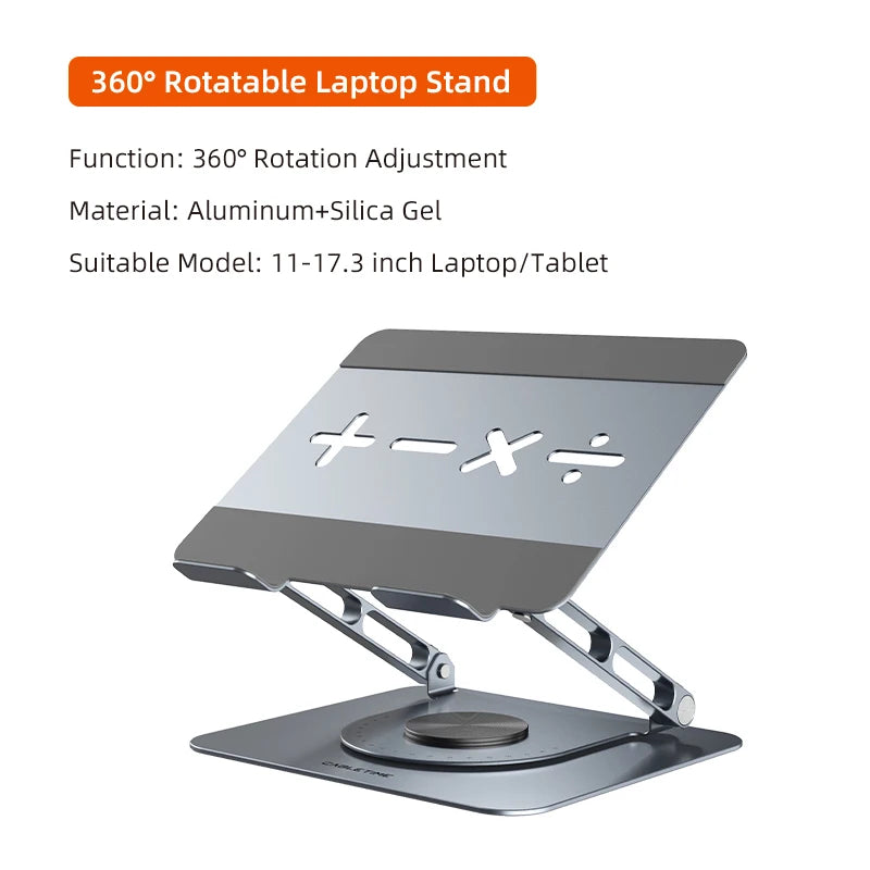 CABLETIME 360 Degrees Rotatable Laptop Stand Aluminum Stand Suitable 14"-17.3" Laptop Ergonomic Design for iMac DELL Lenovo