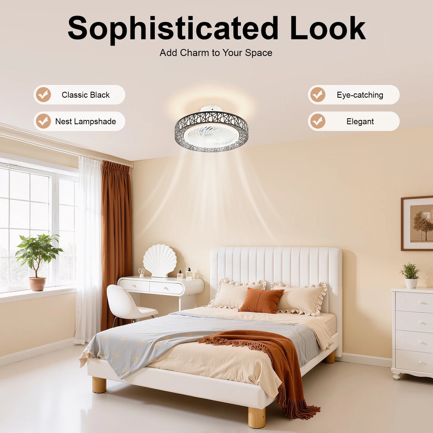 18.5 Inch Ceiling Fan Light Modern Ceiling Fan Light Ceiling Fan Light With Remote Control 35db For Bedroom, Living Room, Kitchen