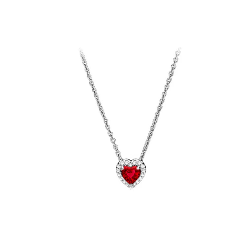 New colored heart-shaped crystal silver necklace accessories jewelry high-end women's romantic gift