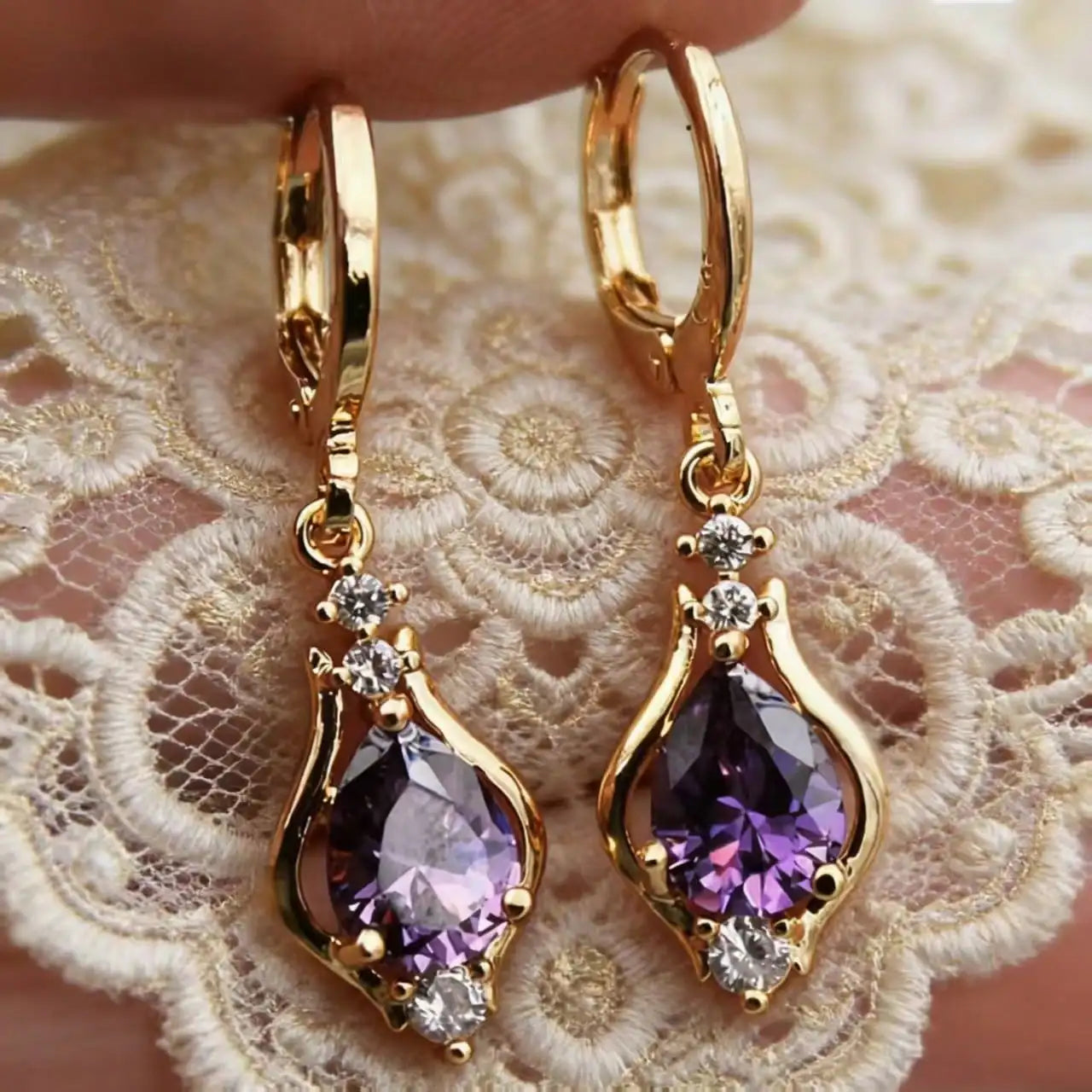 1 Pair Luxury Elegant Water Drop Cubic Zirconia Earrings, Versatile Daily Wear Jewelry Gift For Mother's Day