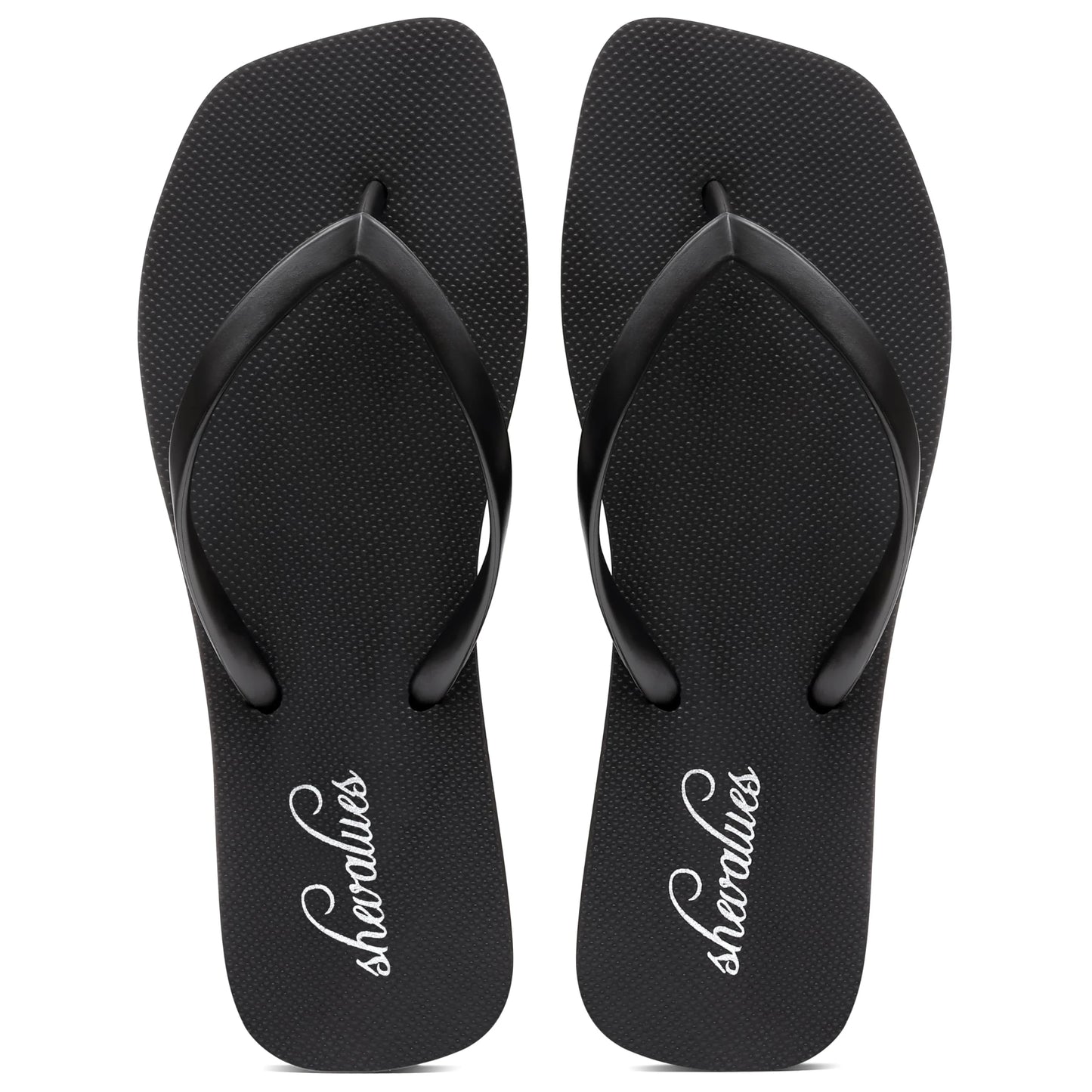 Bebealy Women's Fashion Summer Flip Flops Outdoor Beach Thong Sandals Lightweight Square Toe Flip Flop Lady Pool Shower Slippers