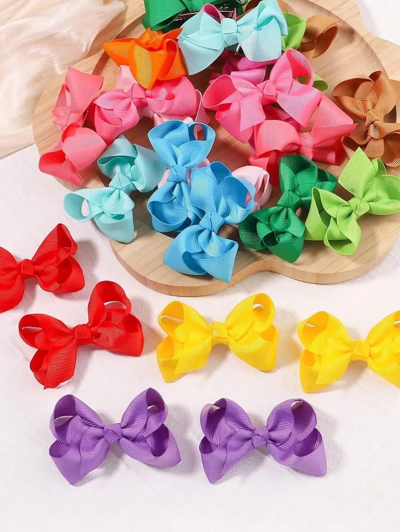 40pcs/Pack Random Color Cute Ribbon Bow Hair Clips, Hair Accessories For Girls Daily Wear