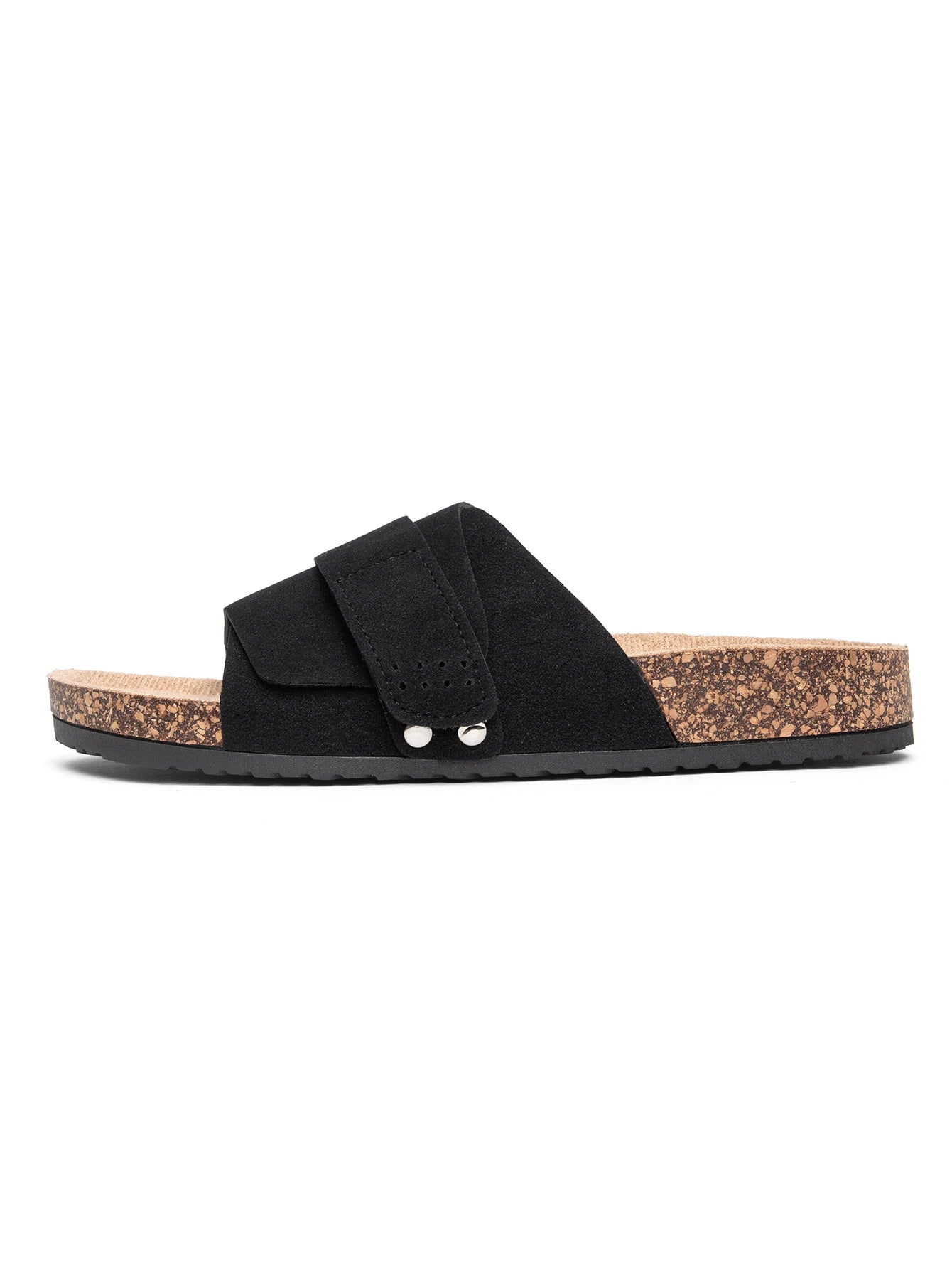 Women Double Adjustable Strap Cork Footbed Slide Sandals Suede Flat Summer Outdoor Walking Casual Beach Shoes
