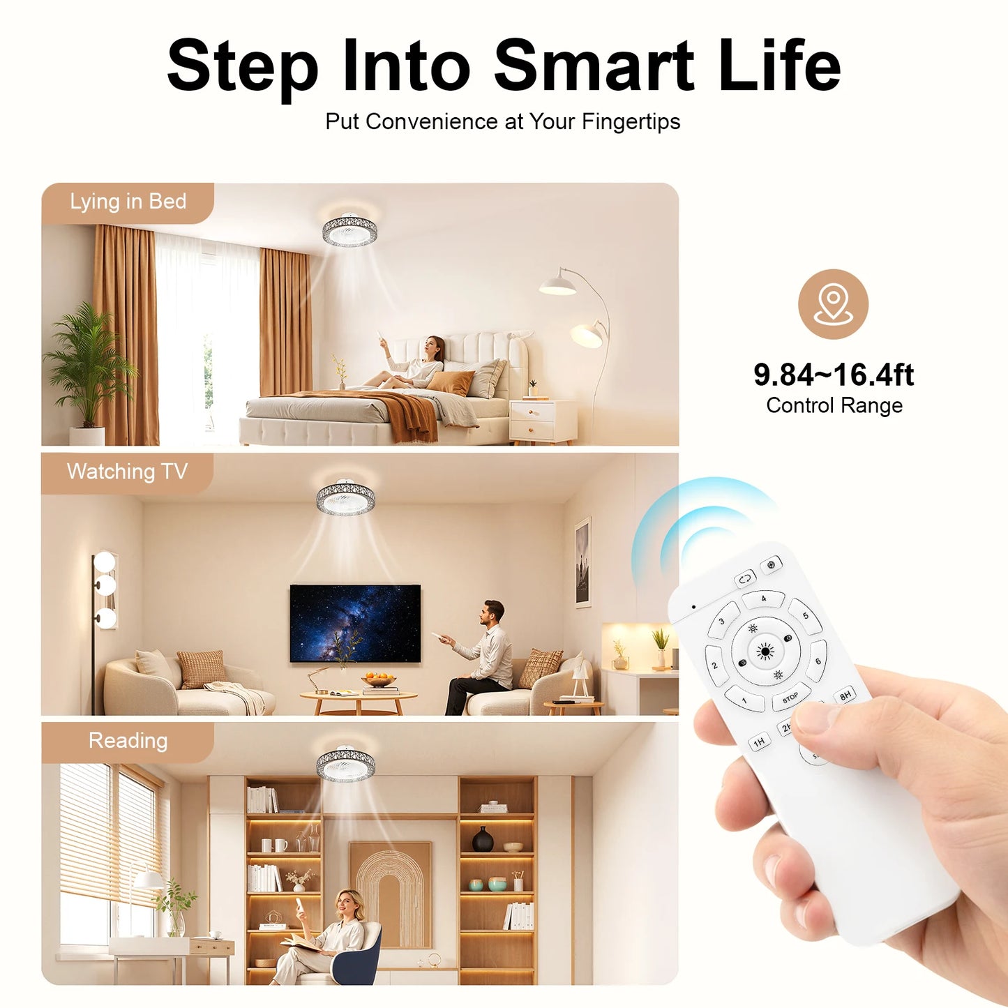 18.5 Inch Ceiling Fan Light Modern Ceiling Fan Light Ceiling Fan Light With Remote Control 35db For Bedroom, Living Room, Kitchen