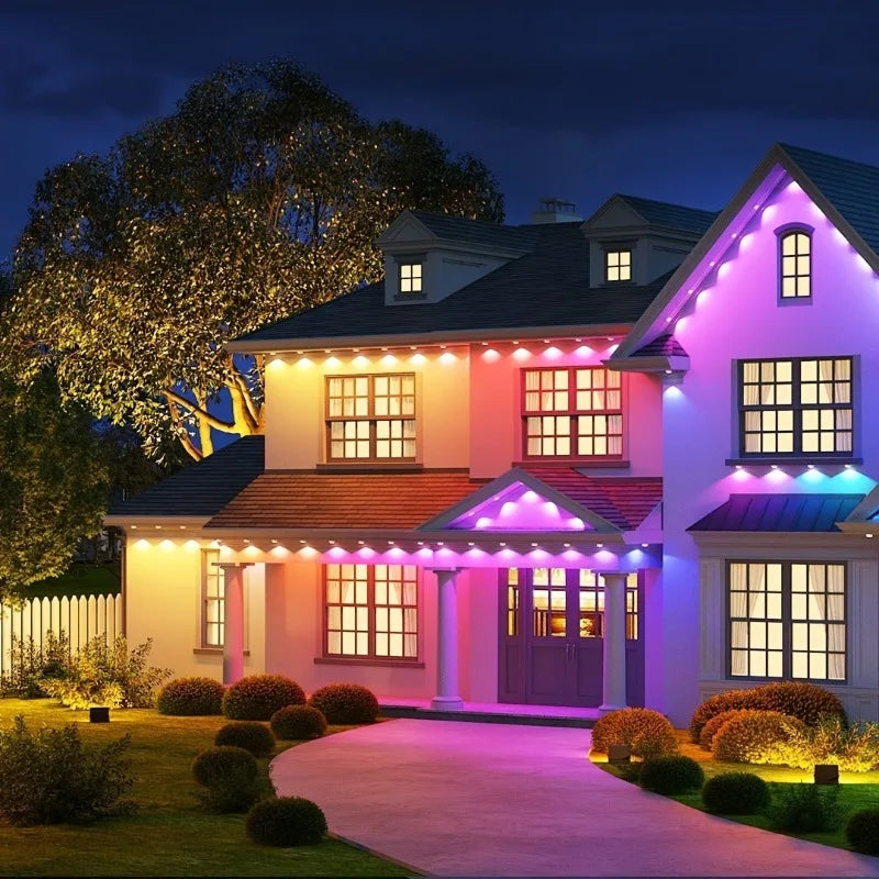 MIMIRGB 300FT 180LED Permanent Outdoor Light Smart RGBIC Side House Light 72 Scene Modes Outdoor Lighting for Party Garden Patio
